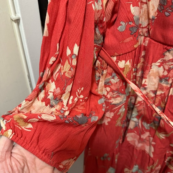 NWT Torrid orange floral long sleeve dress - Picture 2 of 9